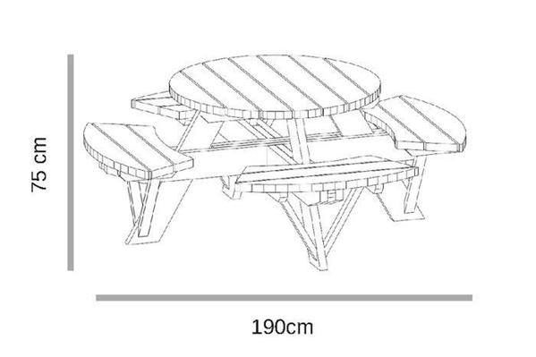 Table de pique-nique ronde en bois