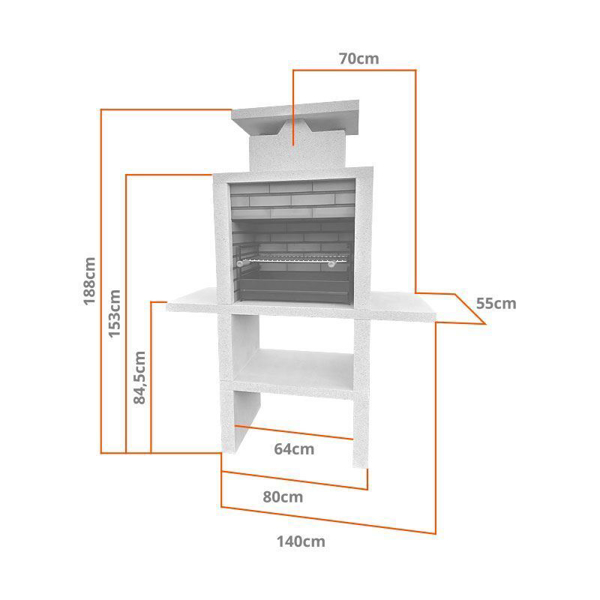 Image sur Barbecue en brique avec 2 plans de travail lateraux