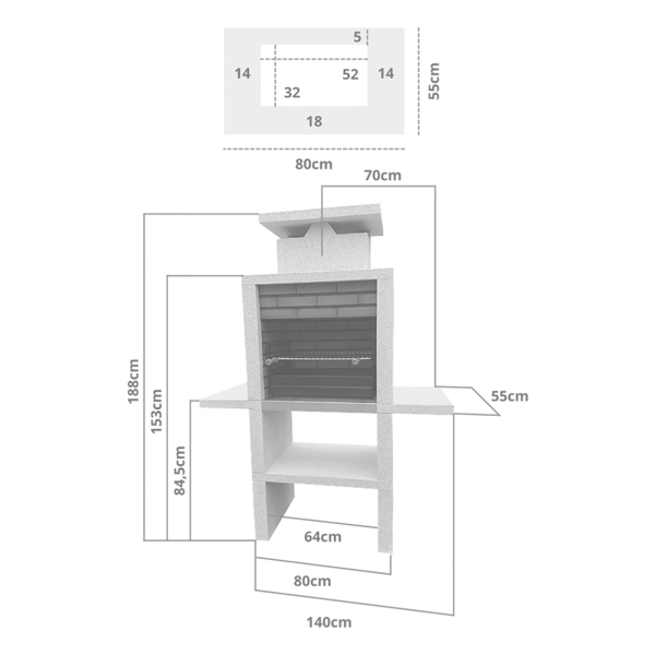 Imagen de Barbacoa de obra con encimeras laterales Inox