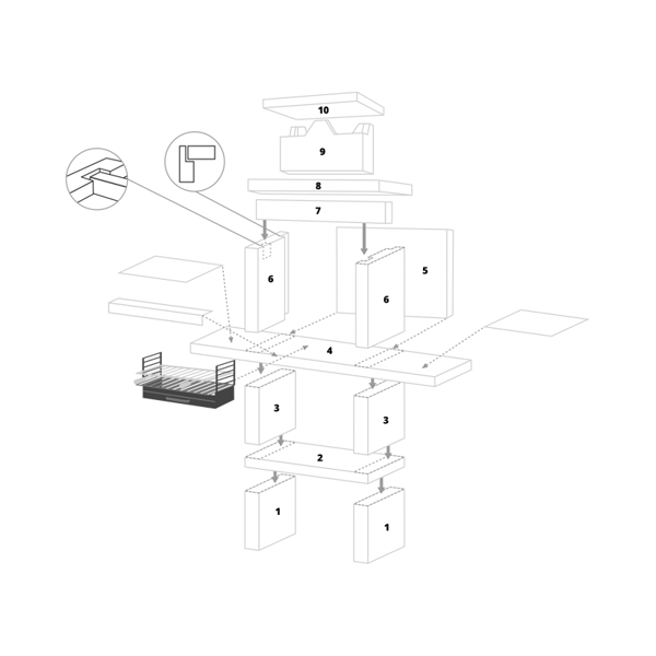 Barbecue en pierre et plans de travail en Inox