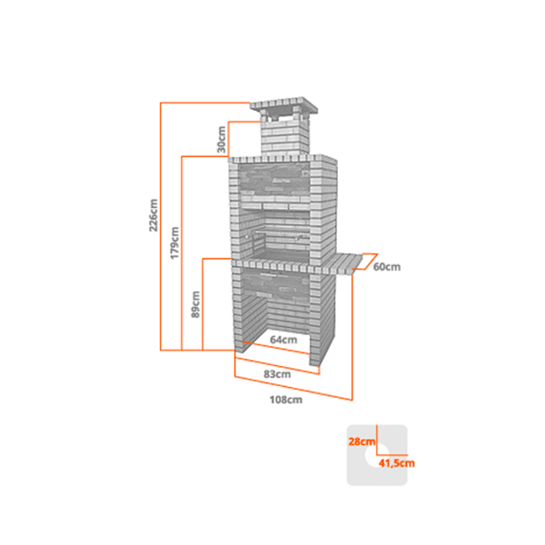 Image sur Barbecue en pierre et brique avec plan de travail CS302