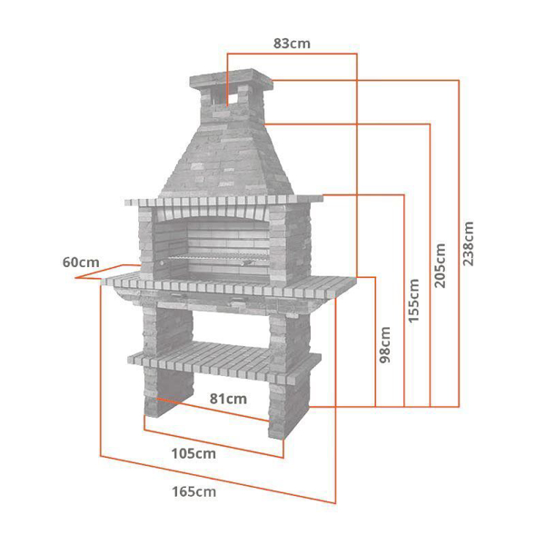 Image de Barbecue 80cm en pierre et briques 204