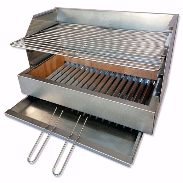 Imagen de Barbacoa inox con ladrillos refractarios 60 cm