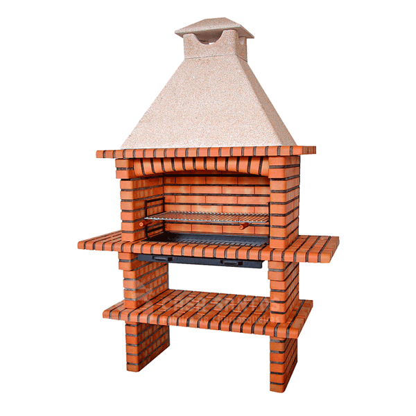 Afbeeldingen van Stenen Barbecue met Schoorsteen en Grill 80 cm