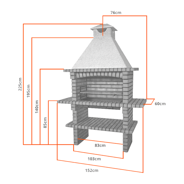 Foto de Barbacoa de ladrillo refractario 110-i con parrilla 80 y chimenea