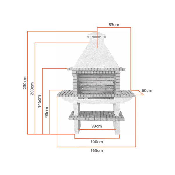 Bild von Ziegelgrill CS115 mit Schornstein – Grillfläche 80 cm