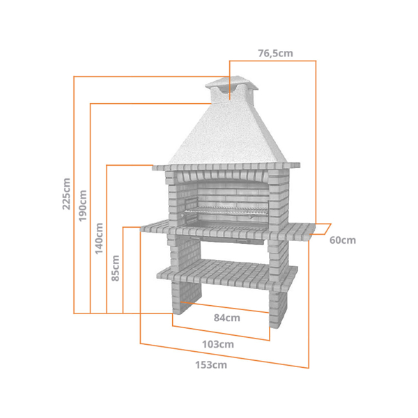 Afbeeldingen van Stenen Barbecue met Schoorsteen en Grill 80 cm