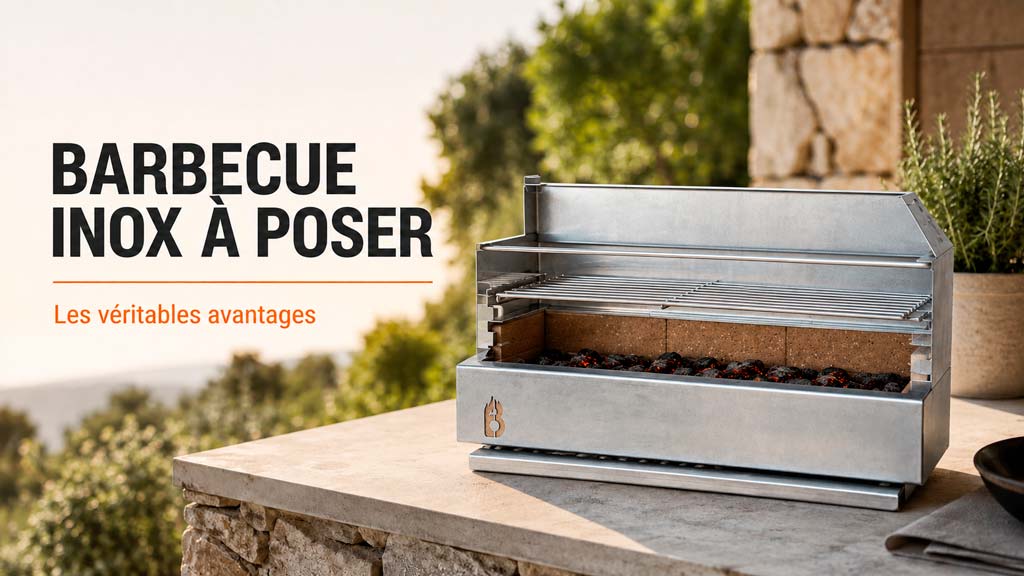 Barbecue en inox à poser BRASAOVENS avec foyer réfractaire et grille réglable