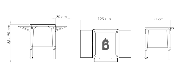 Dimensions du four a pizza Brasa avec chariot