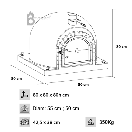 Wood-fired oven measurements 80 cm