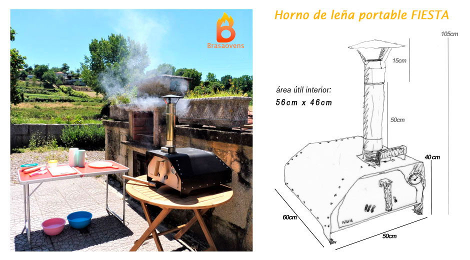 Dimensiones del horno de leña portátil FIESTA