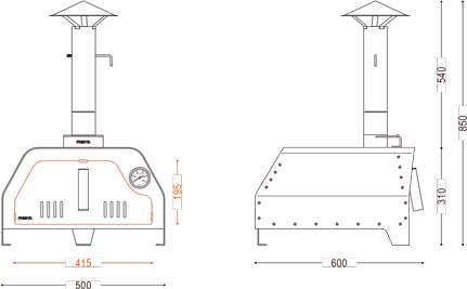 dimensões do forno a lenha portátil